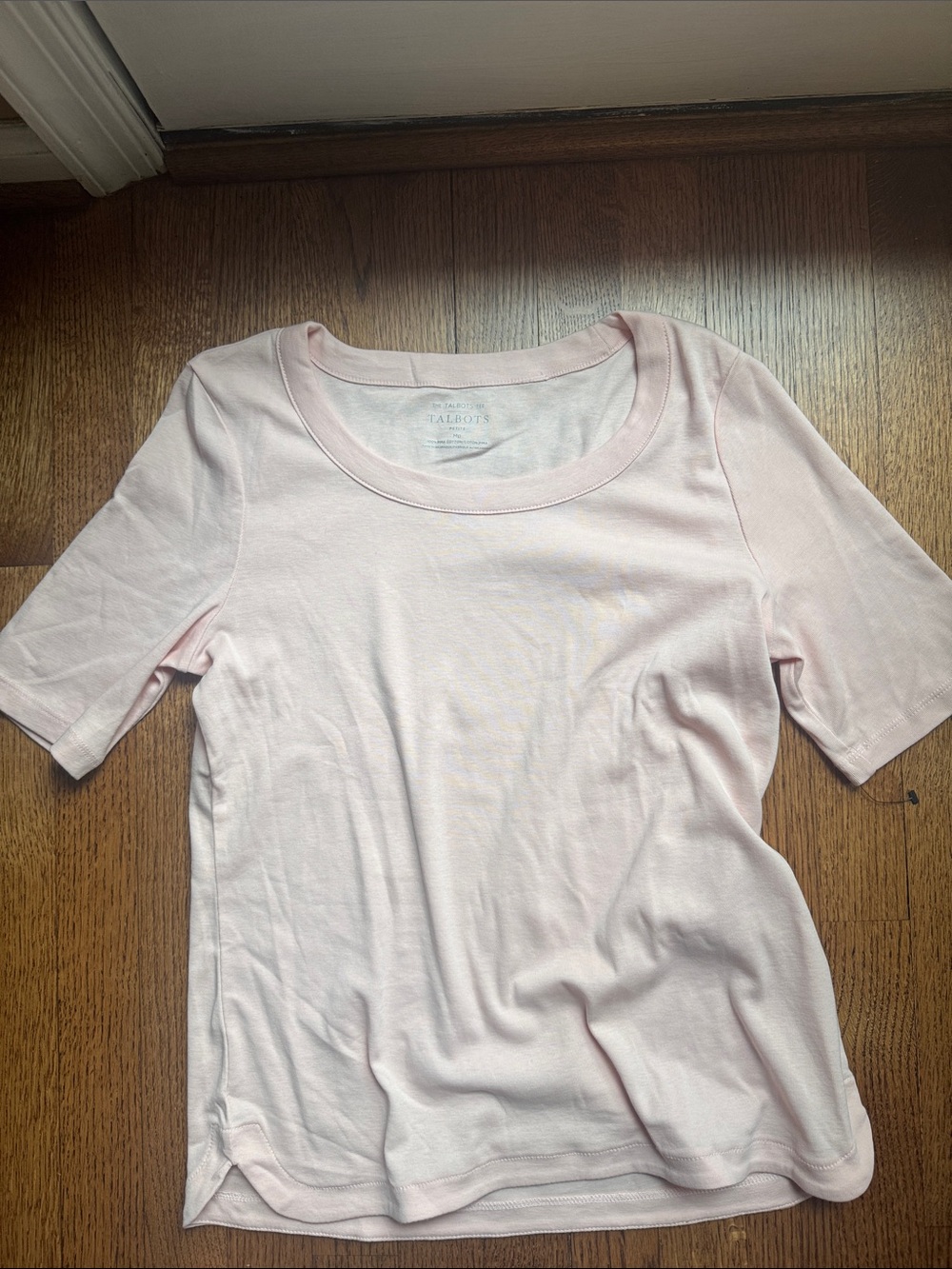 Talbots womens Pale Pink Short Sleeve Crew Tee